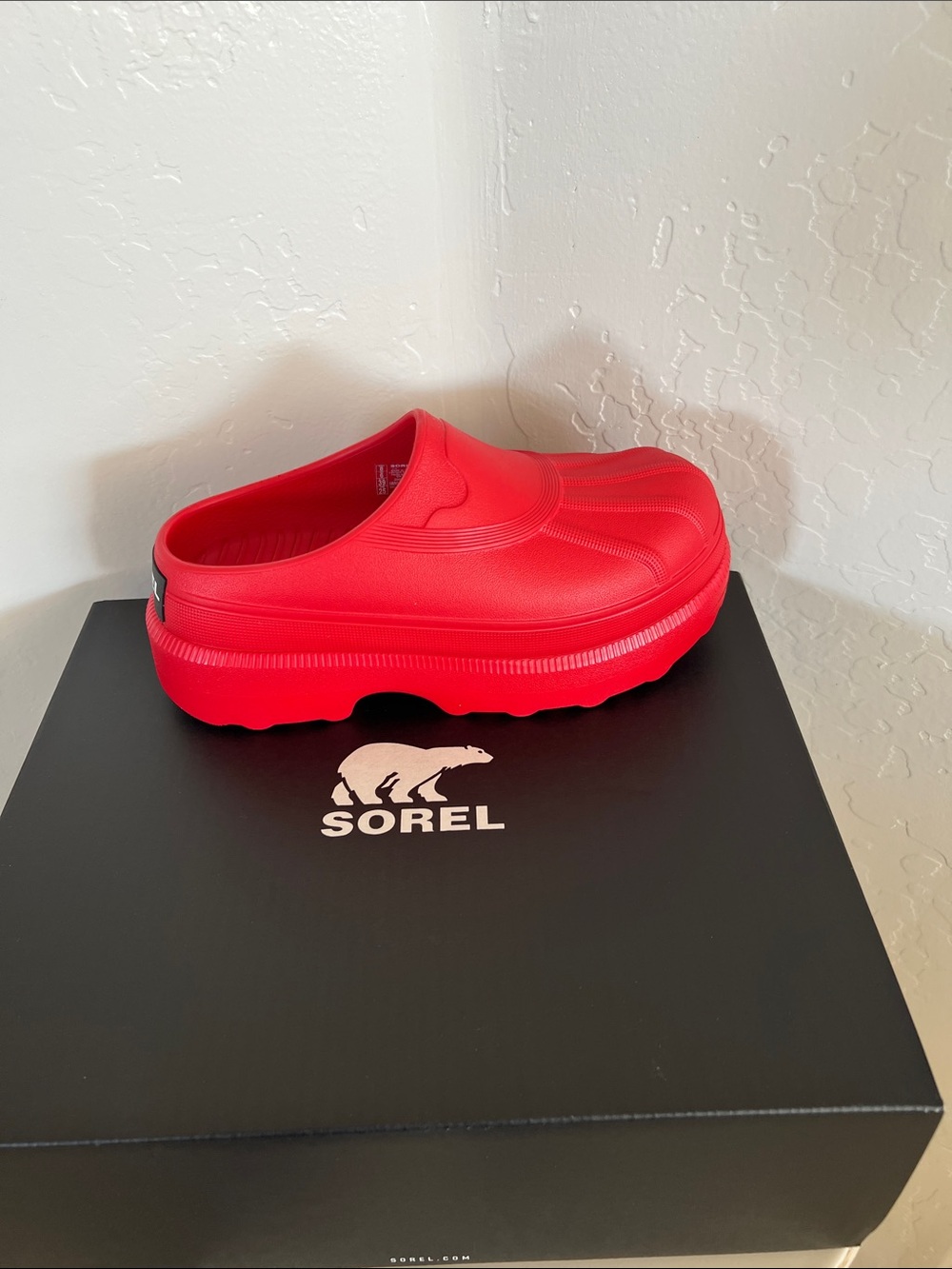 Sorel Red Platform Slip-On Women's Caribou Clog